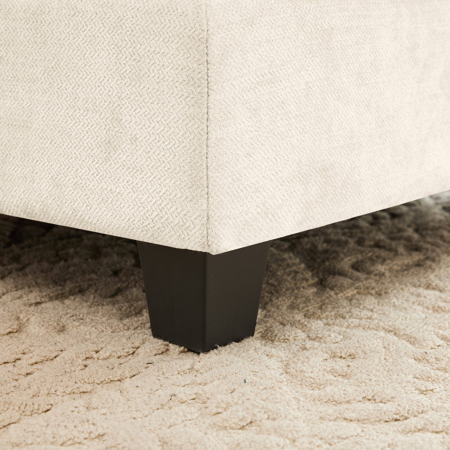Sectional Sofa L-Shape Modular Chenille Beige Cloud Style with Ottoman