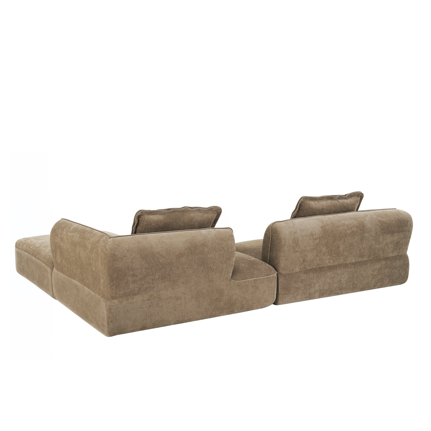 Sectional Sofa L-Shape Deep Seat Polyester Off-White 4 Seat 122 In