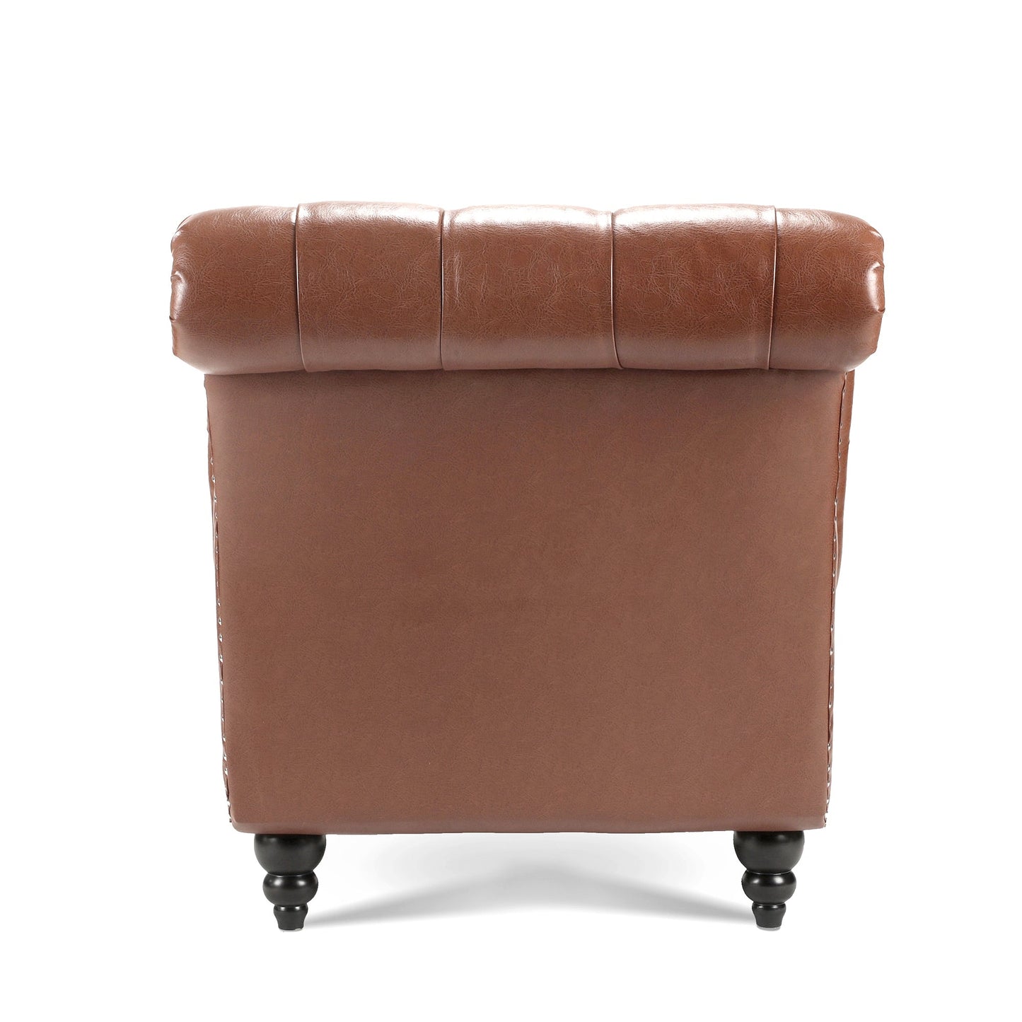 Brown PU Tufted Armless Chaise Lounge with Foam Seating and Birch Legs