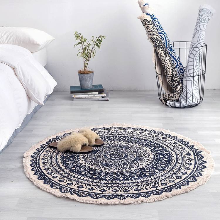 Beautiful Blue and White Tapestry Handmade Carpet Bedroom Bedside