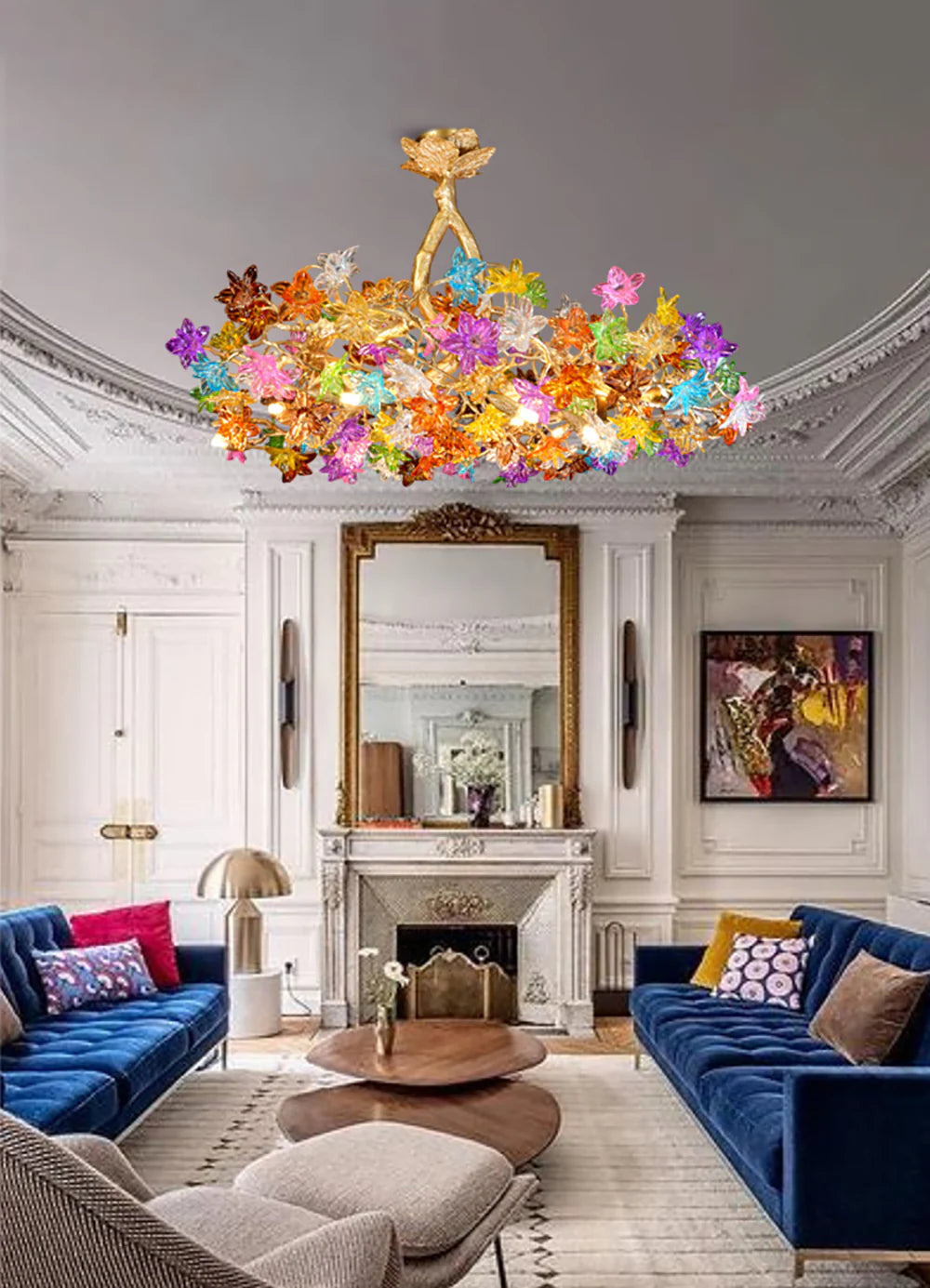 Art Stained Glass Tree Branch Chandelier