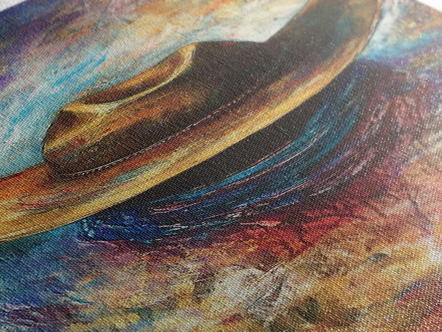Textured Western Hat Canvas Print rustic wall art farmhouse art southwest wall art moody art extra wide art bold western decor