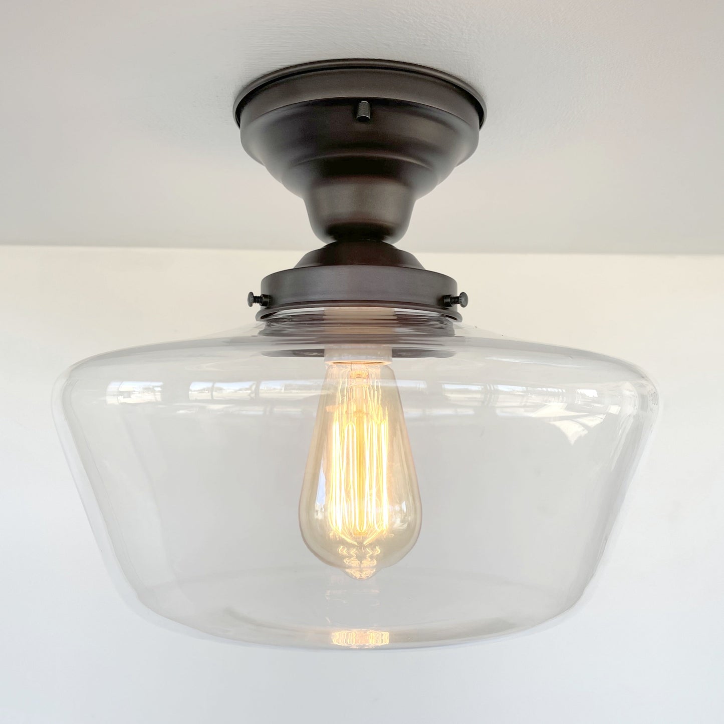 Large Clear Glass Schoolhouse Ceiling Light | 12"