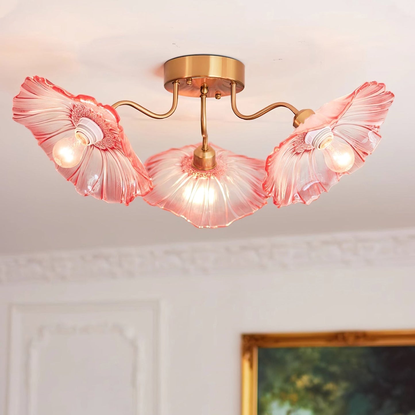 Lotus Leaf Glass Ceiling Lamp