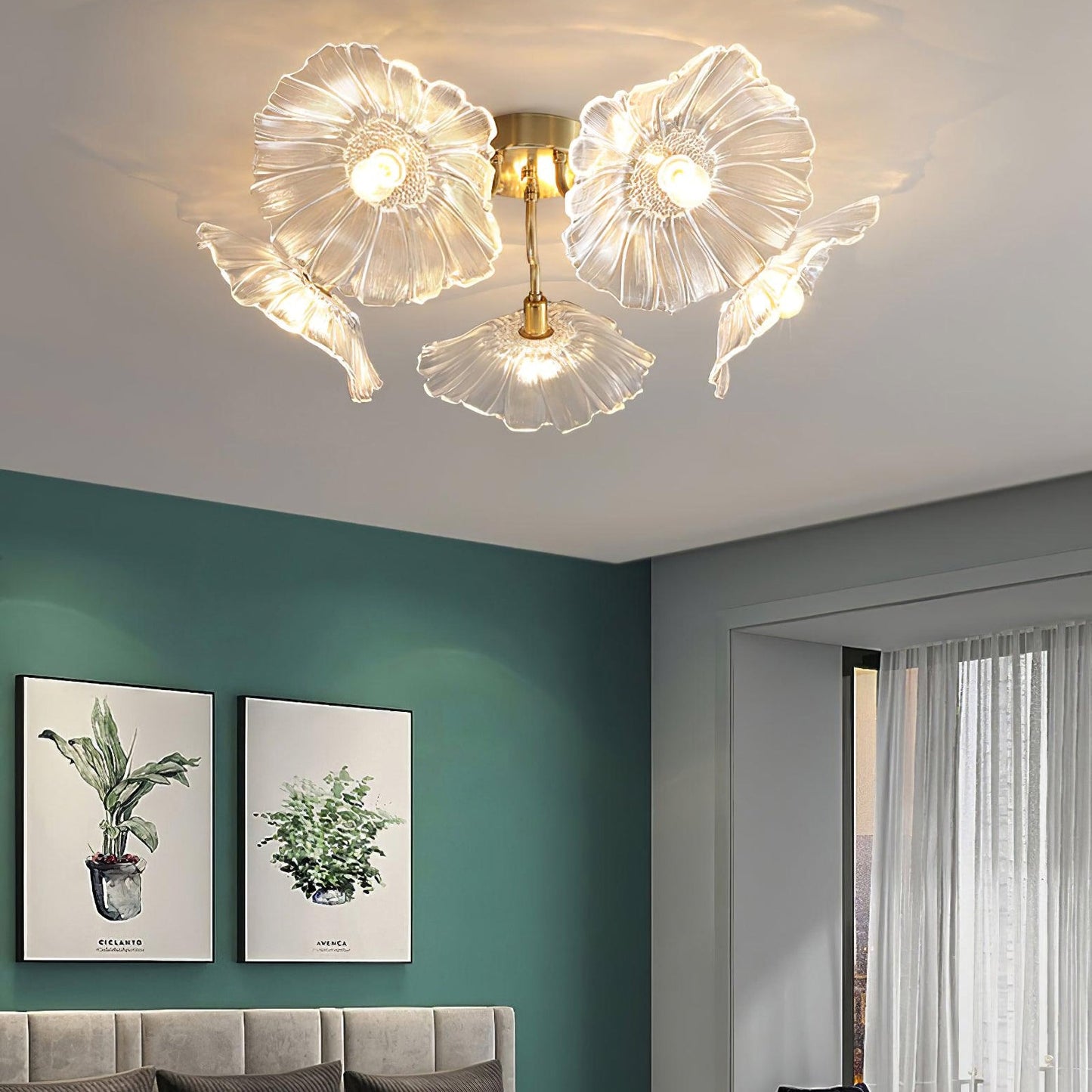 Lotus Leaf Glass Ceiling Lamp