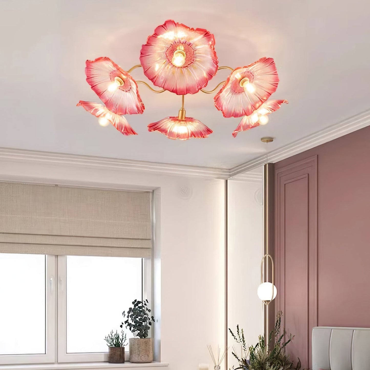 Lotus Leaf Glass Ceiling Lamp