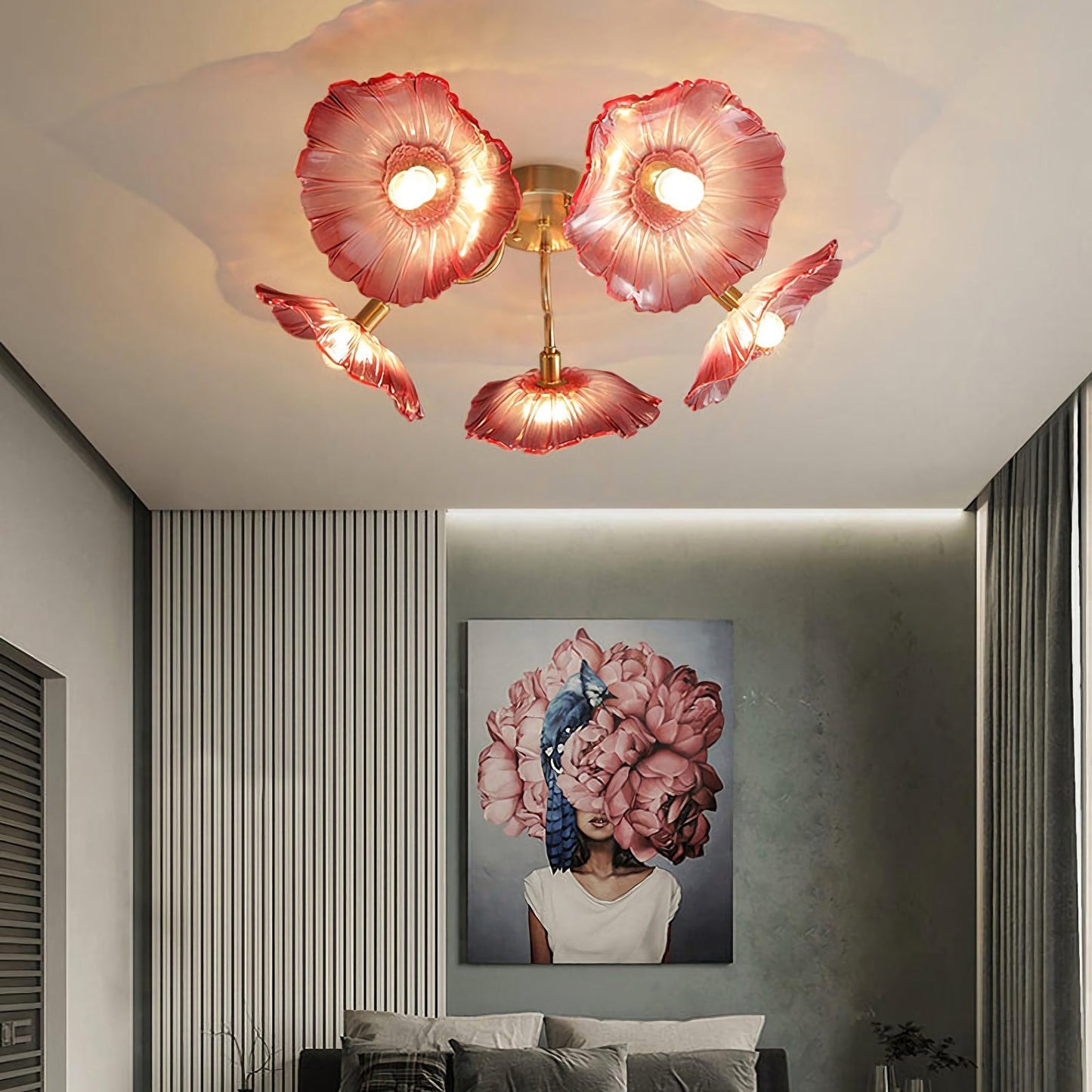 Lotus Leaf Glass Ceiling Lamp