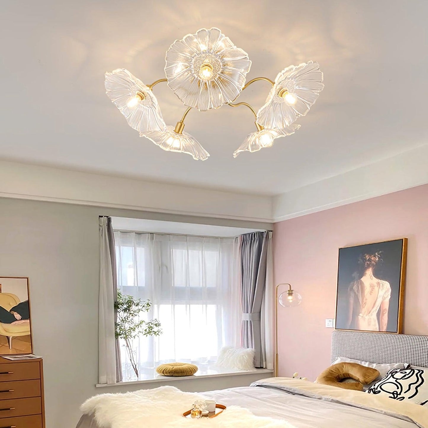 Lotus Leaf Glass Ceiling Lamp