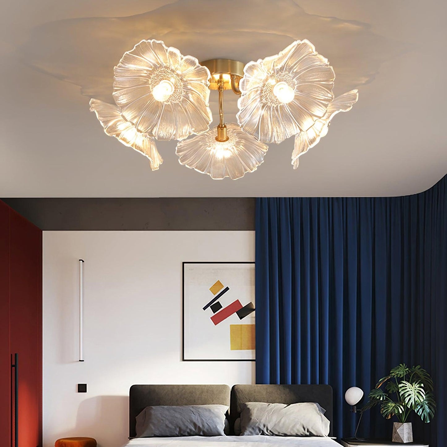 Lotus Leaf Glass Ceiling Lamp