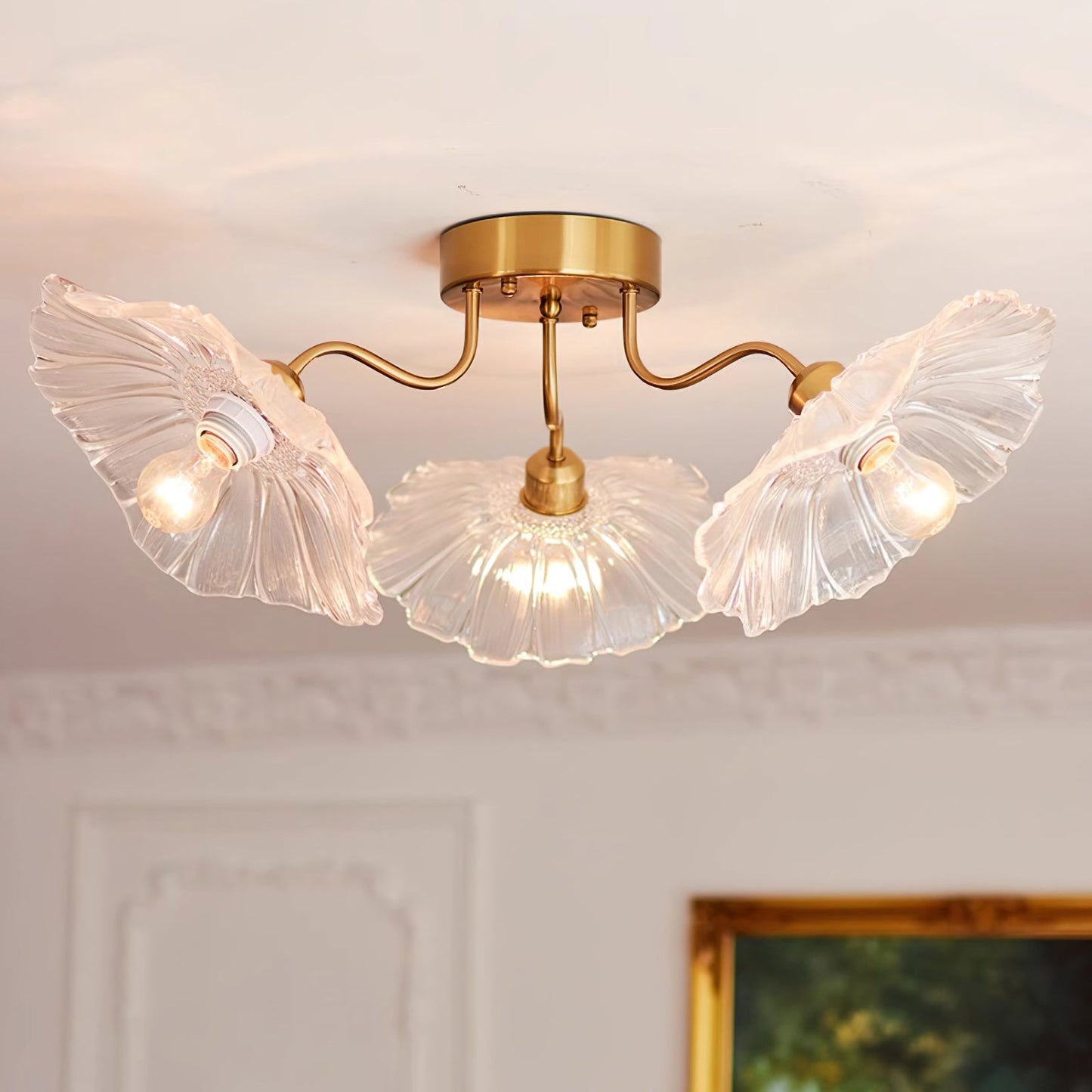 Lotus Leaf Glass Ceiling Lamp
