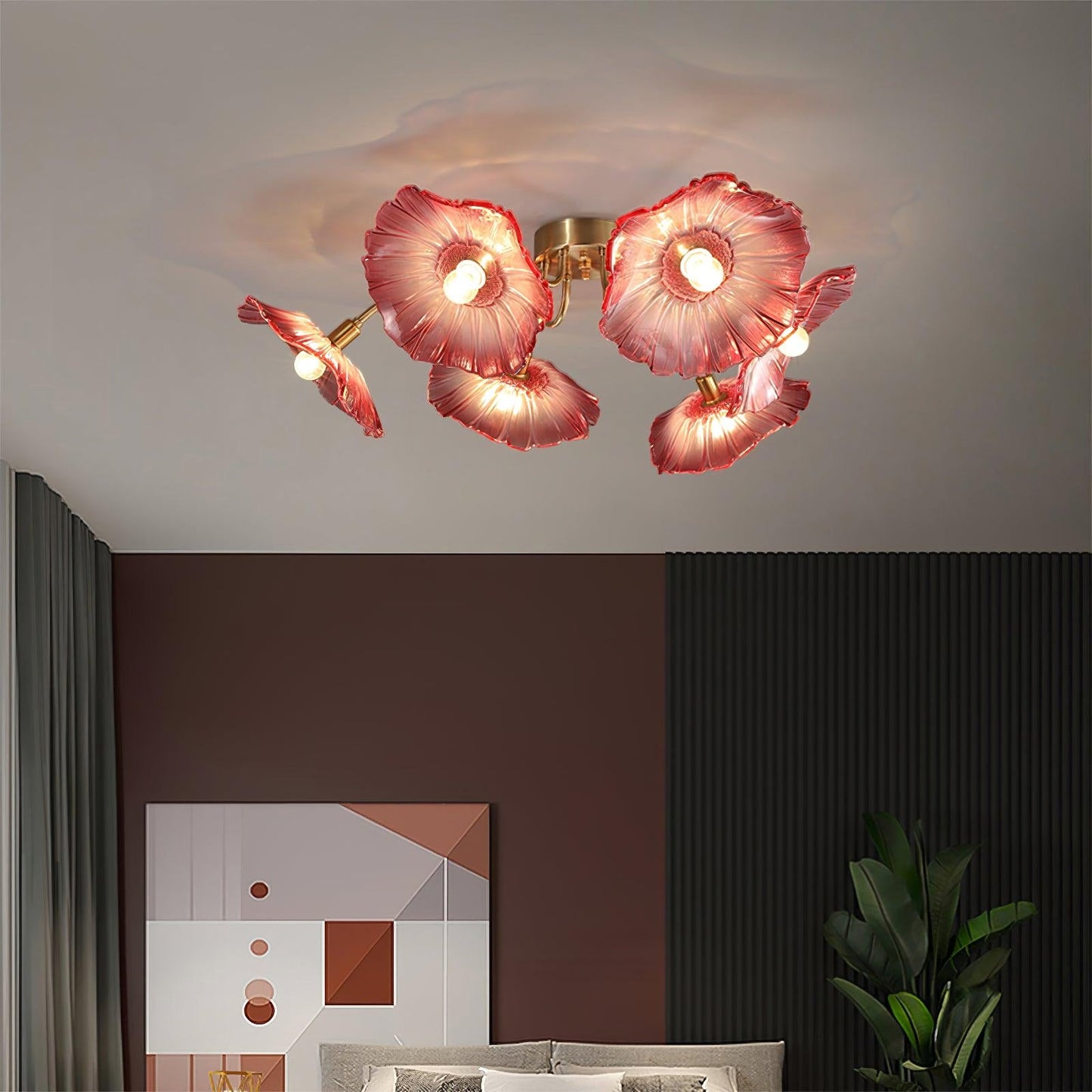 Lotus Leaf Glass Ceiling Lamp