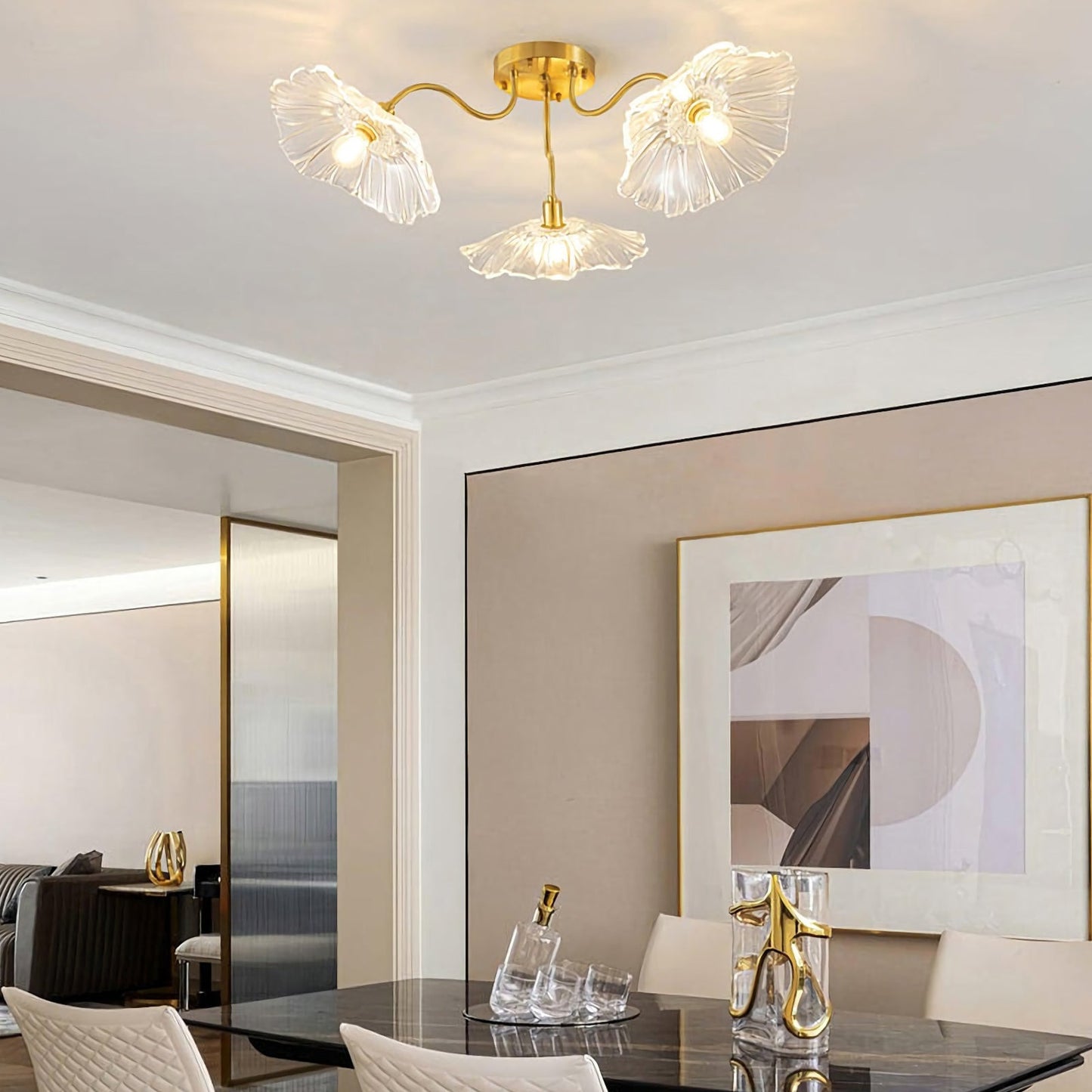 Lotus Leaf Glass Ceiling Lamp