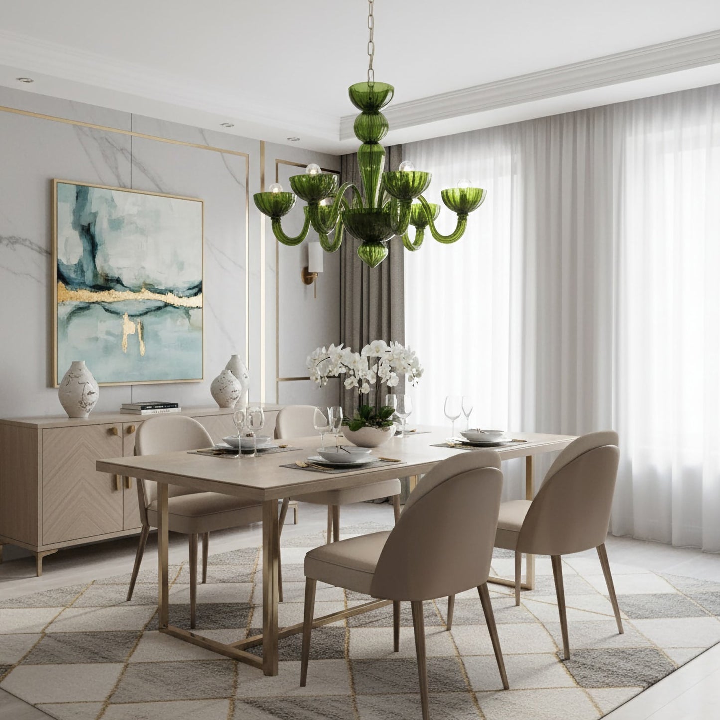 Green Ares Murano Glass Chandelier