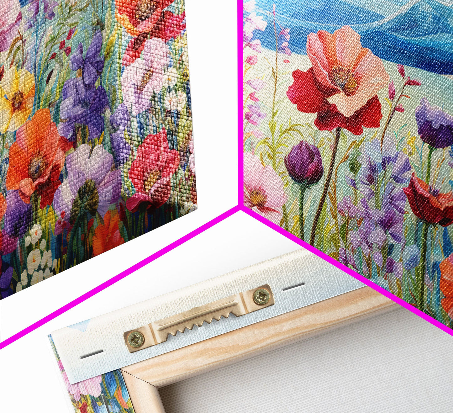 Wildflower Meadow, Wildflower Wall Art, Floral Print, Canvas Print, Set Of 3 Prints, Wall Art, 3 Piece Wall Art, Country Home Decor