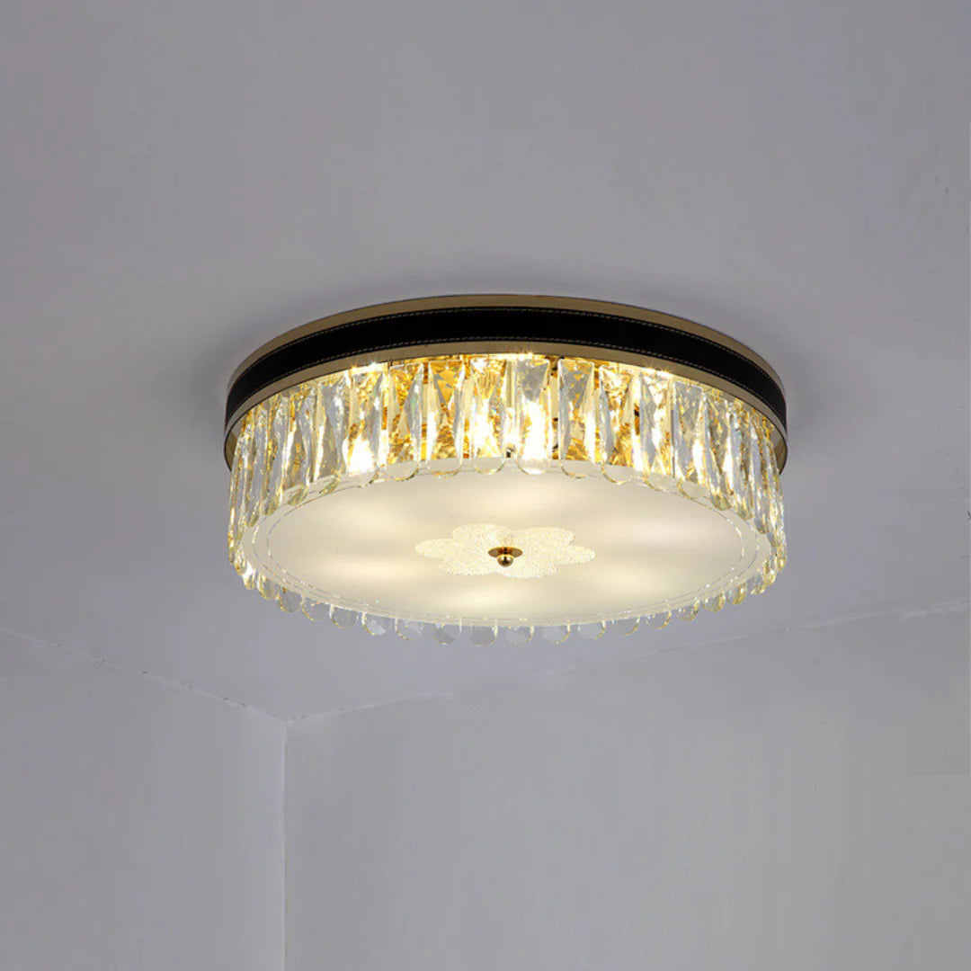 Modern Leather Crystal Ceiling Lamp