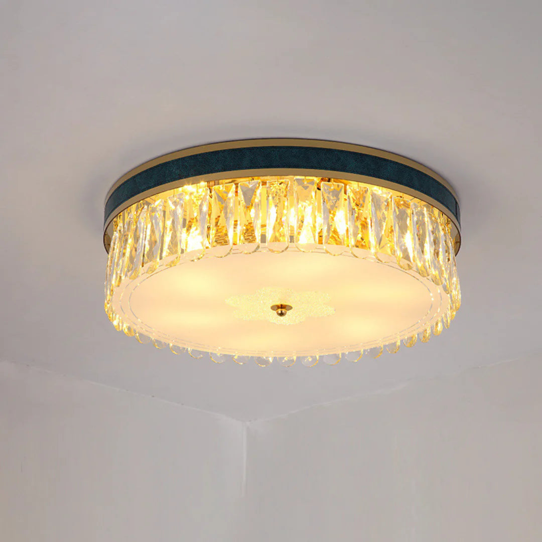 Modern Leather Crystal Ceiling Lamp