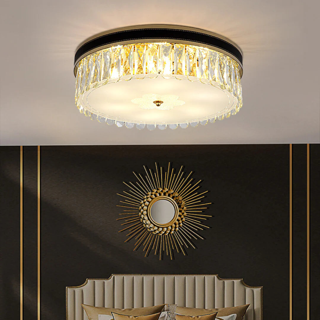 Modern Leather Crystal Ceiling Lamp