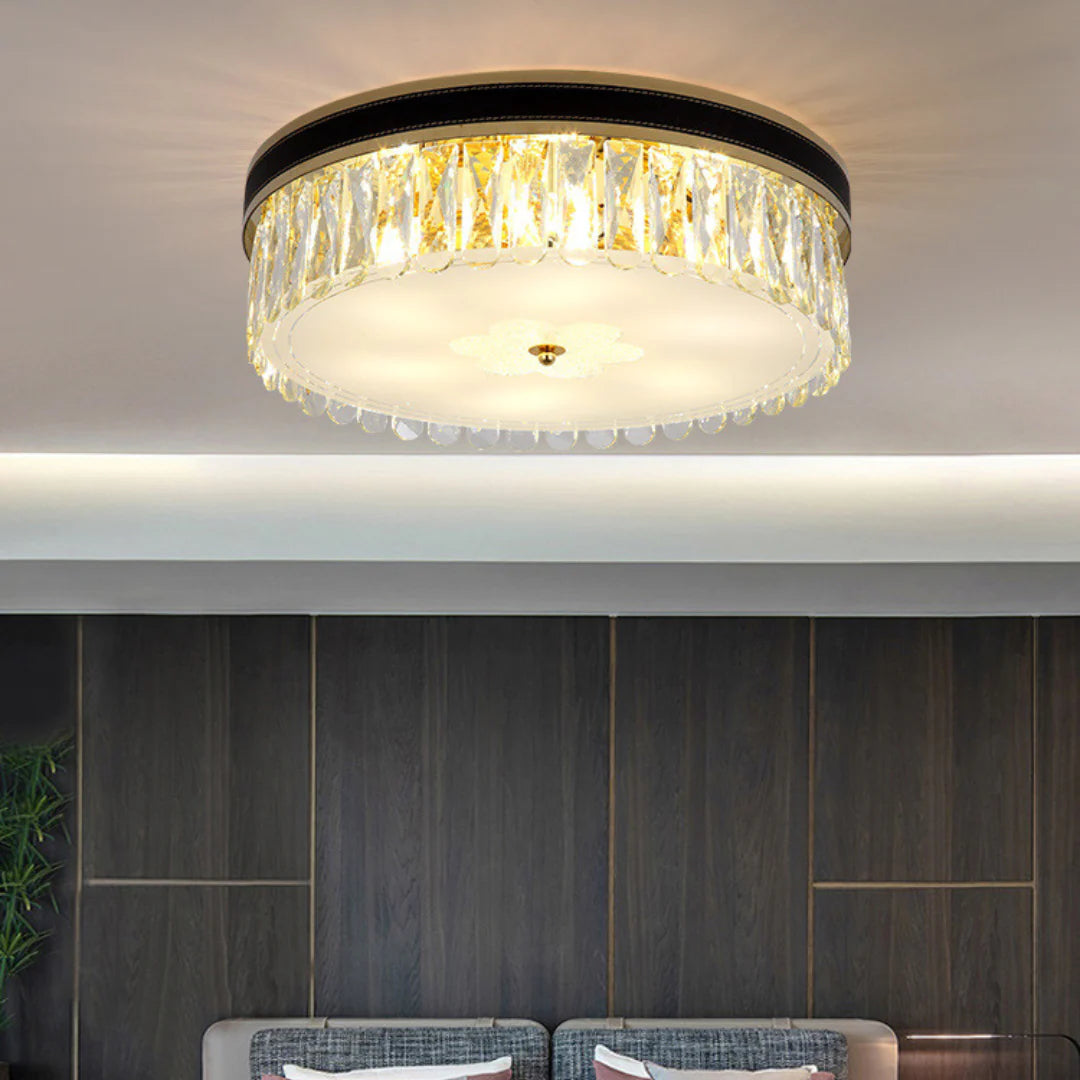 Modern Leather Crystal Ceiling Lamp