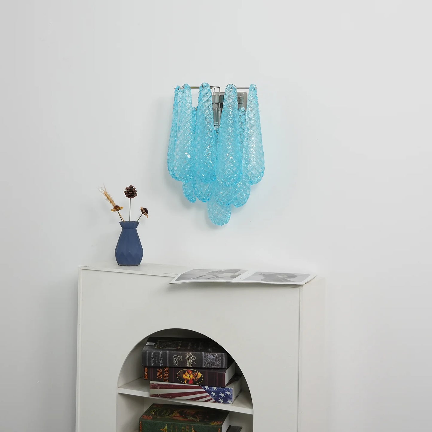 Murano Petals Glass Blue Wall Light