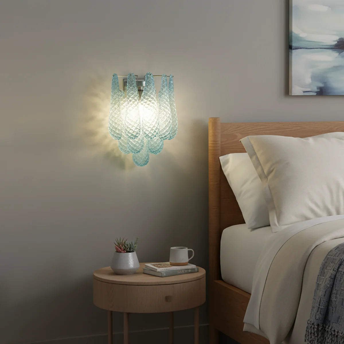 Murano Petals Glass Blue Wall Light