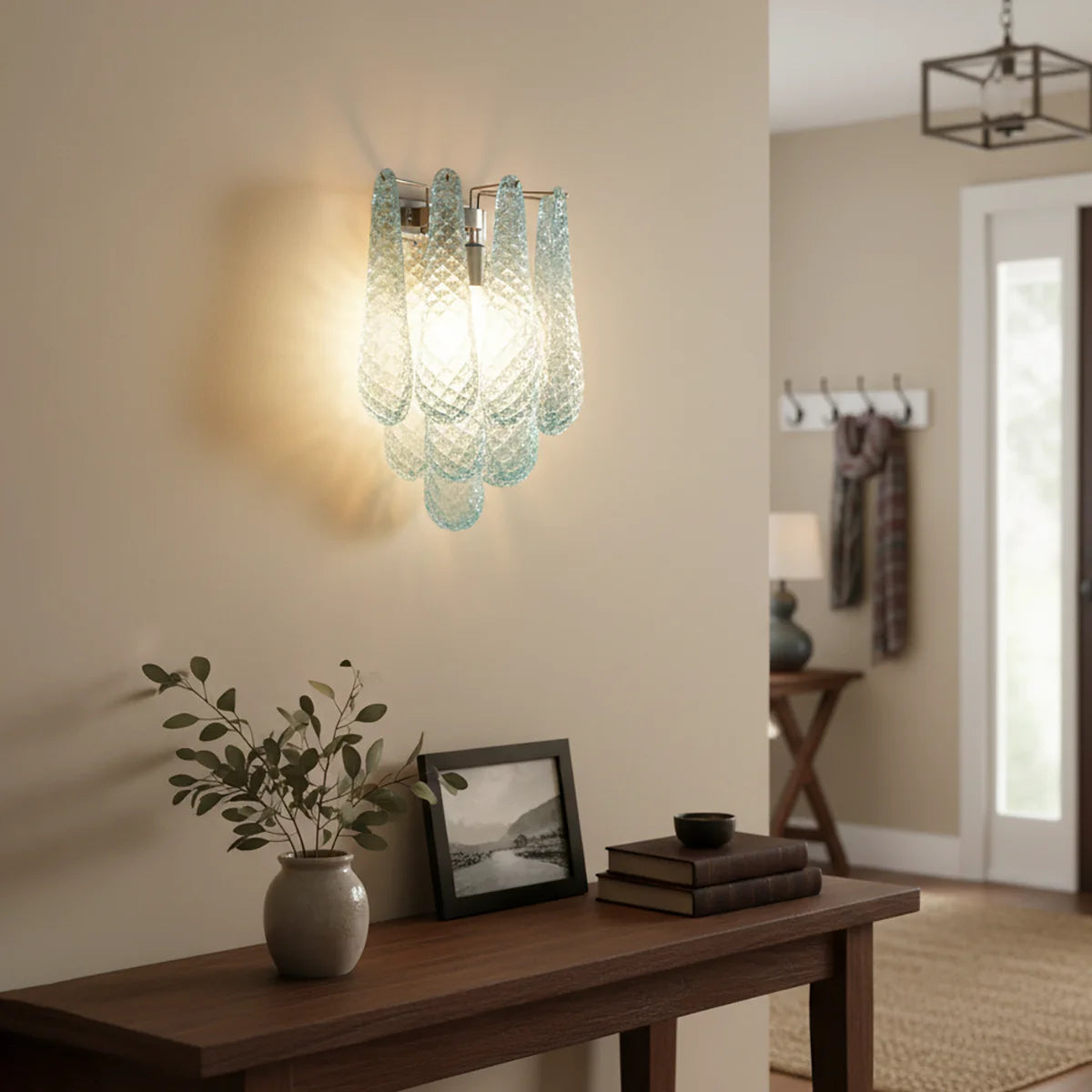 Murano Petals Glass Blue Wall Light