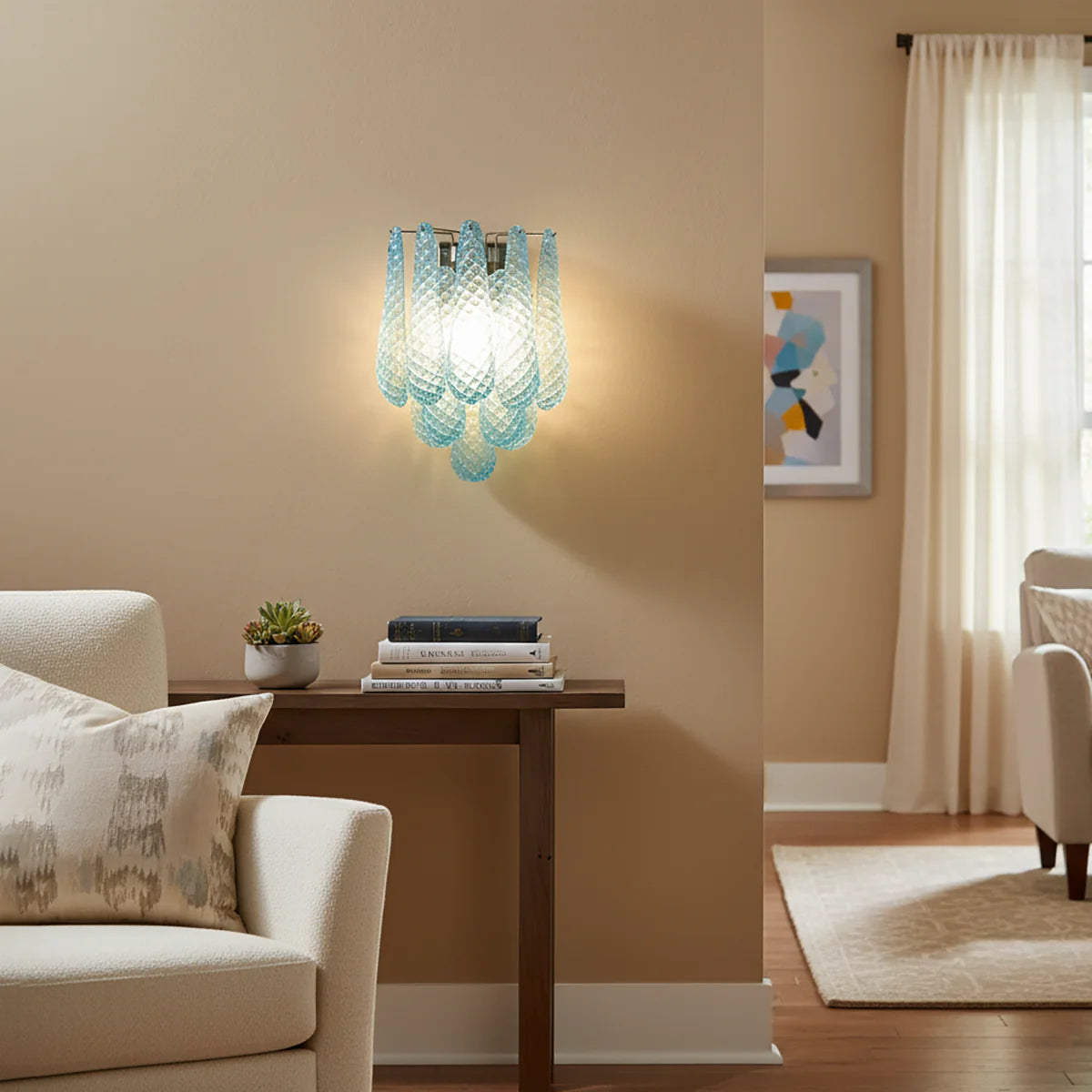 Murano Petals Glass Blue Wall Light