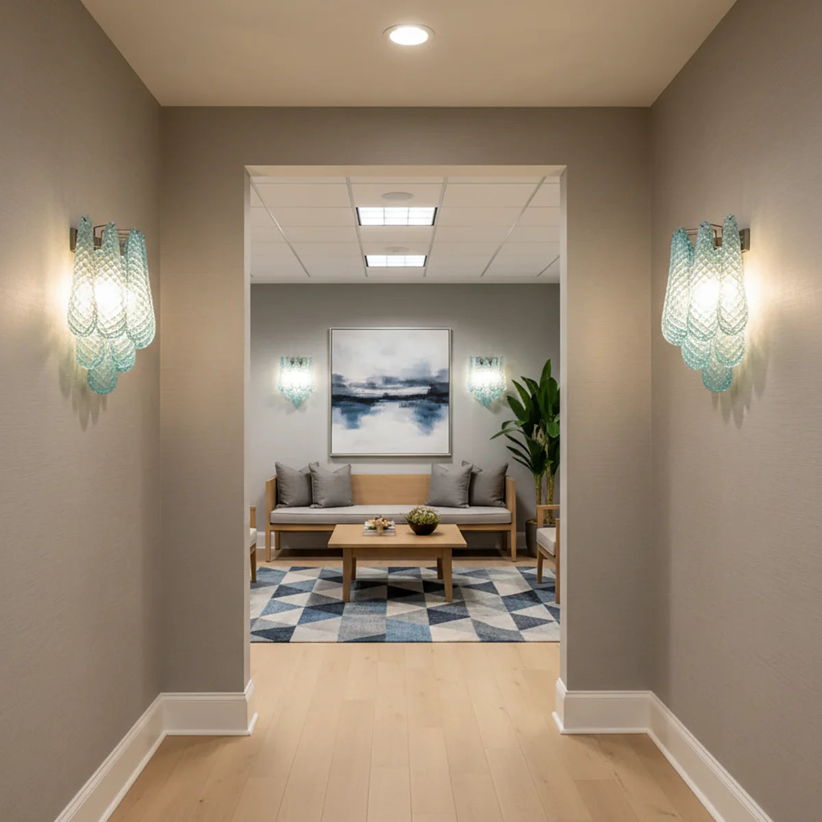 Murano Petals Glass Blue Wall Light