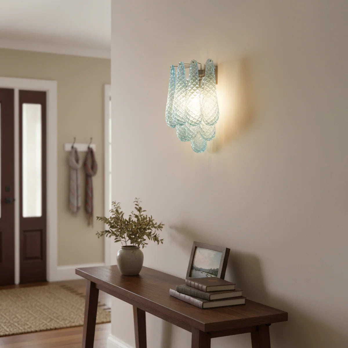 Murano Petals Glass Blue Wall Light