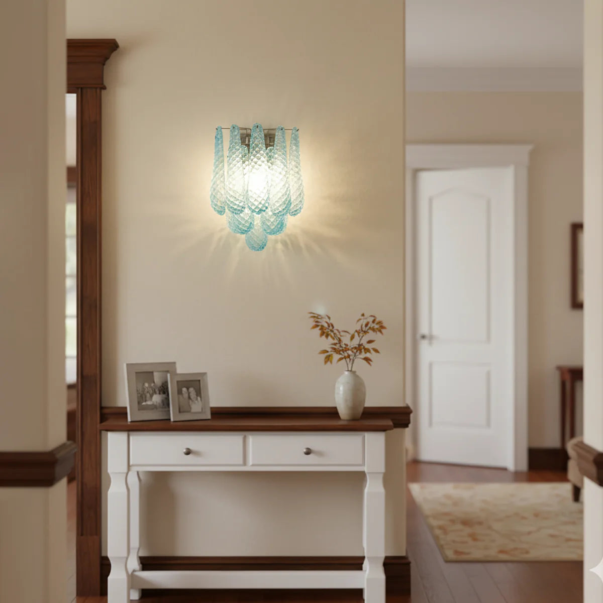 Murano Petals Glass Blue Wall Light