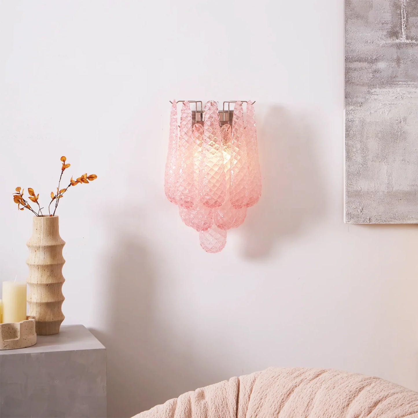 Murano Petals Glass Pink Wall Light
