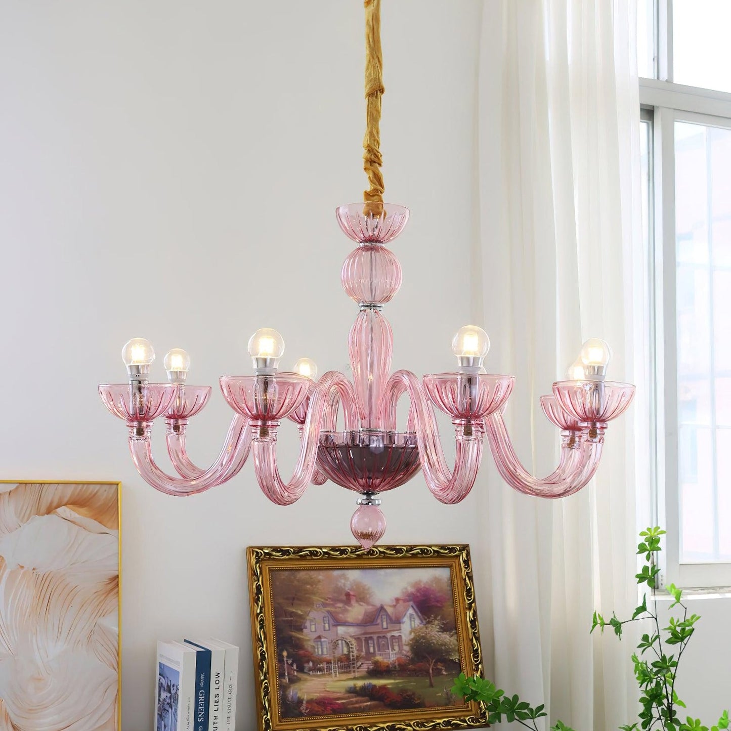 Pink Ares Murano Glass Chandelier