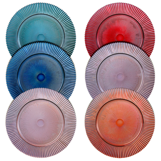 Tonal Ribbed Glass Plate, Set of 6