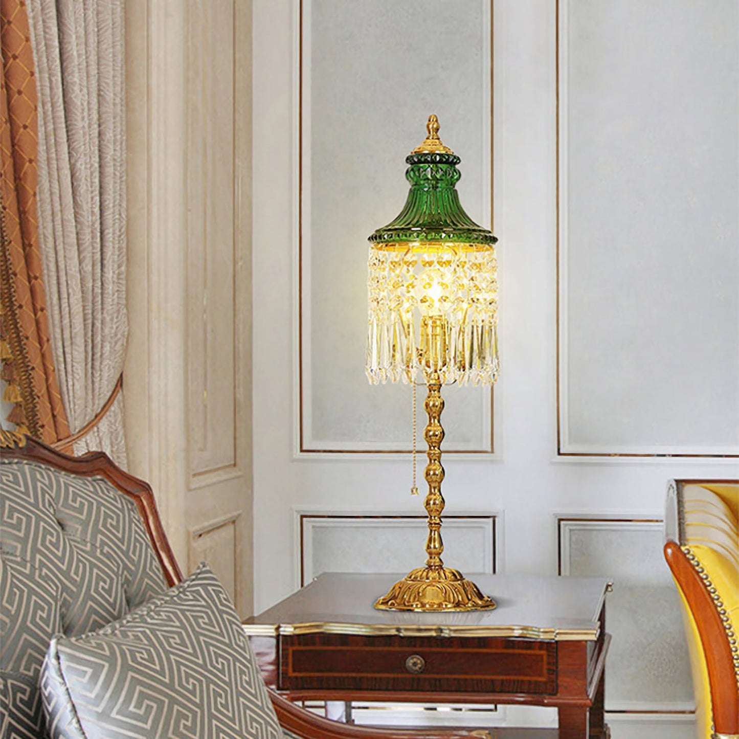 Peacock Green Crystal Table Lamp