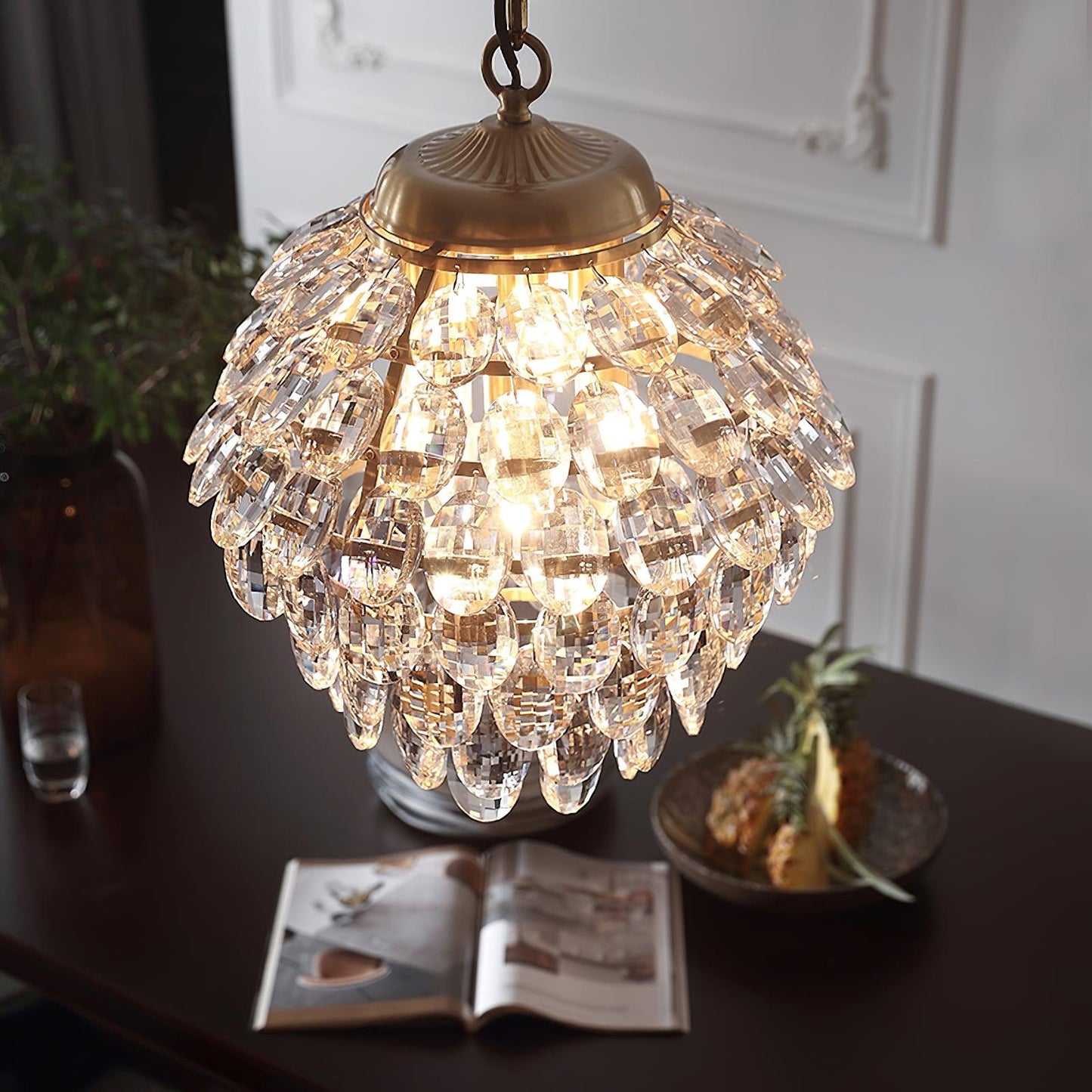 Pine Cone Crystal Pendant Light