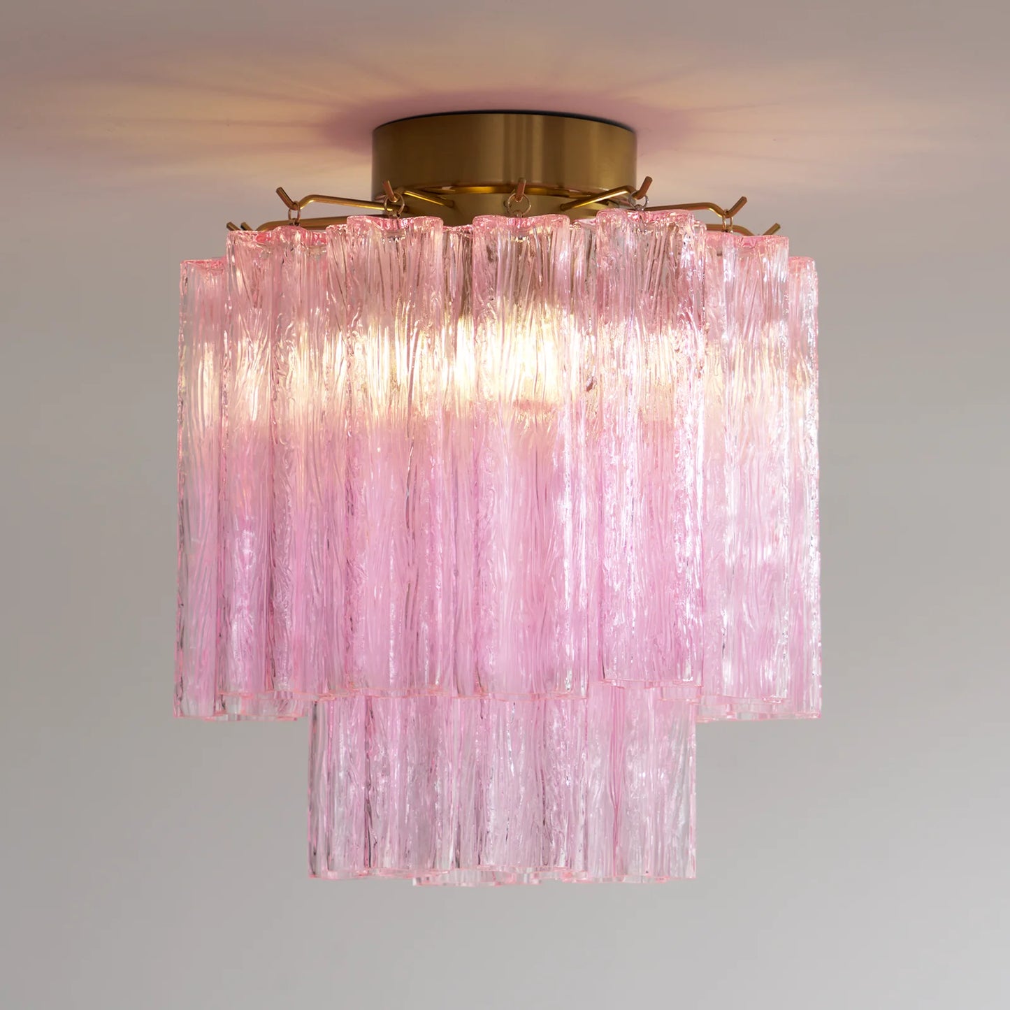 Pink Glass Tubes Murano Ceiling Lamp