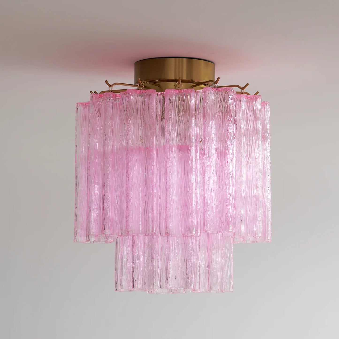 Pink Glass Tubes Murano Ceiling Lamp