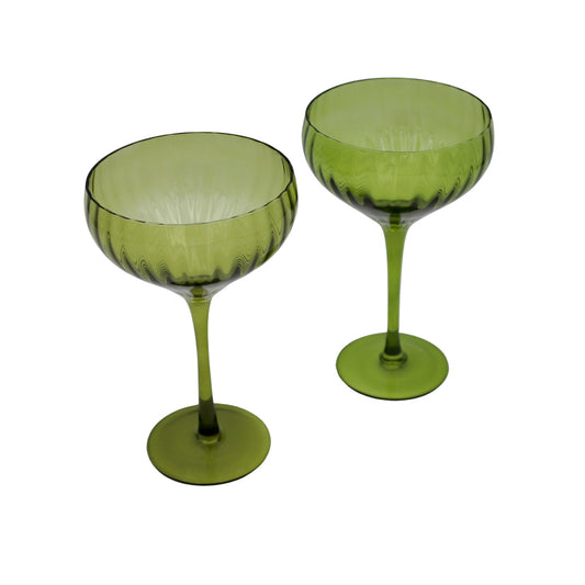 Sage Ribbed Coupe - Set of 4