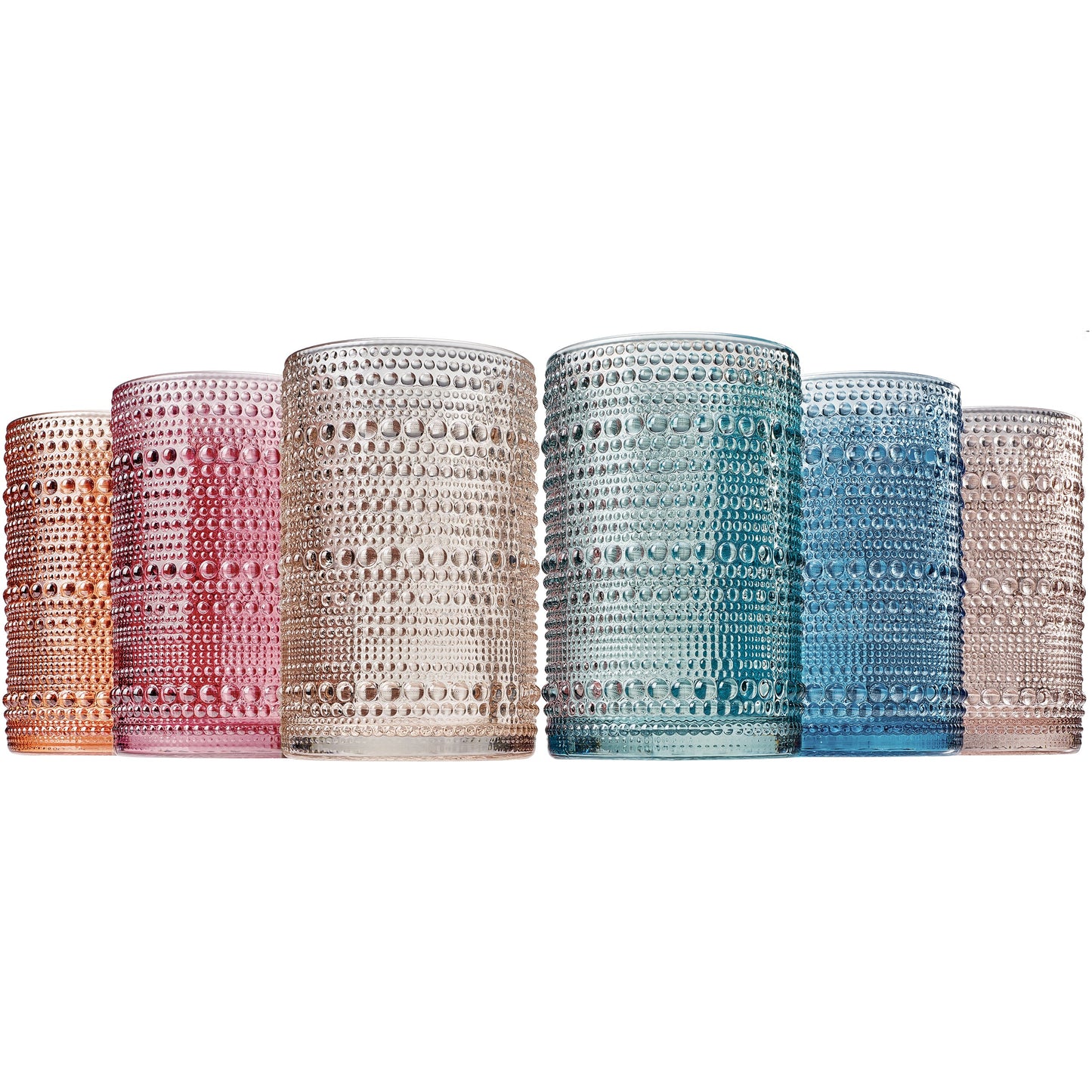 Tonal Hobnail Highball Glassware, Spring, Set of 6
