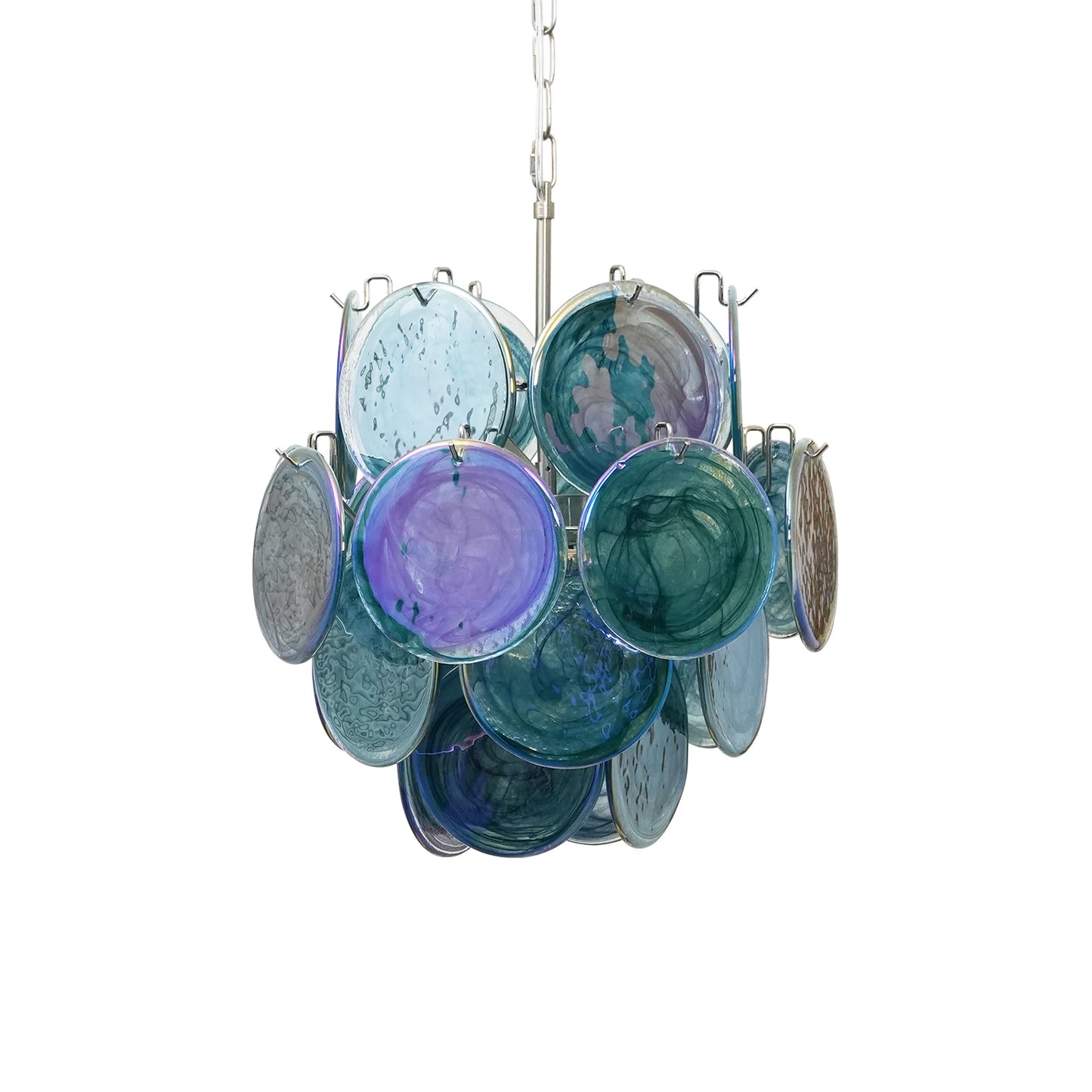 Blue Disks Murano Glass Chandelier
