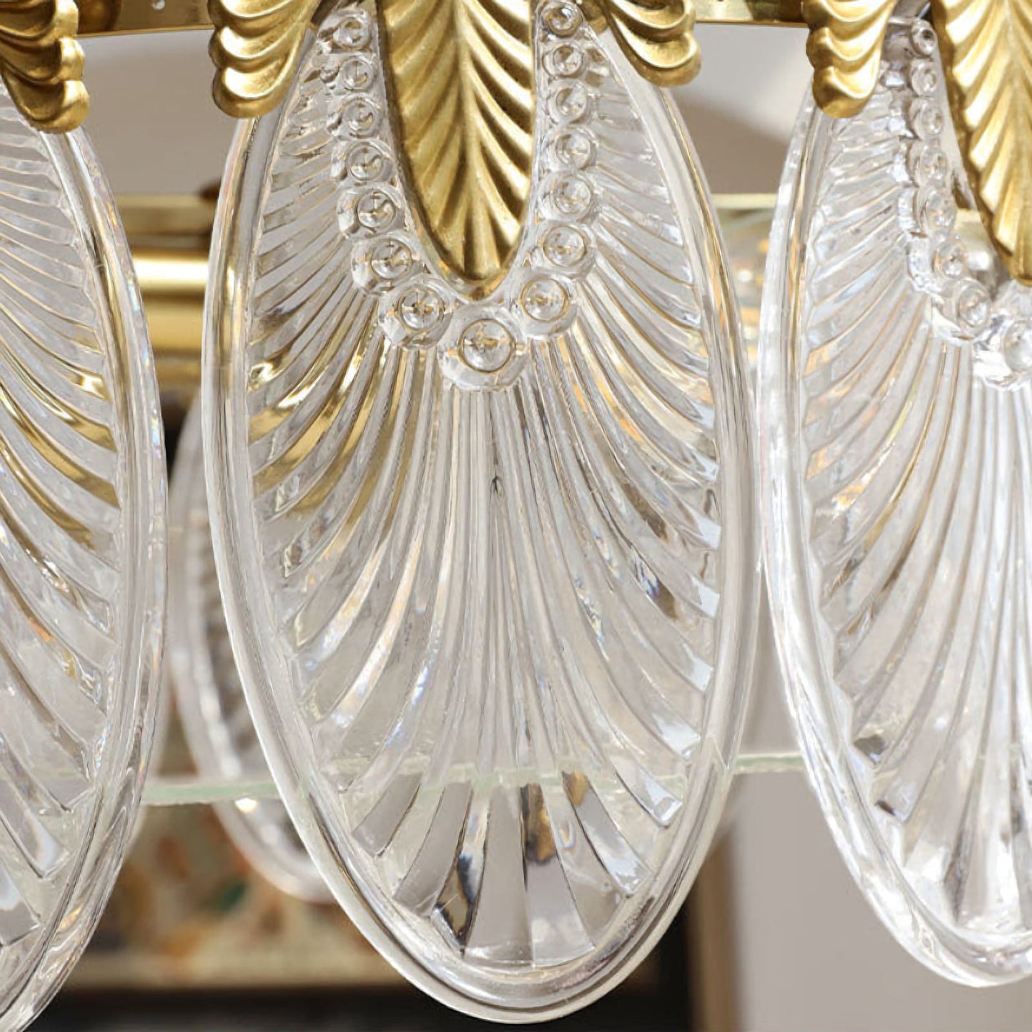 Vintage Glass Leaf Round Chandelier