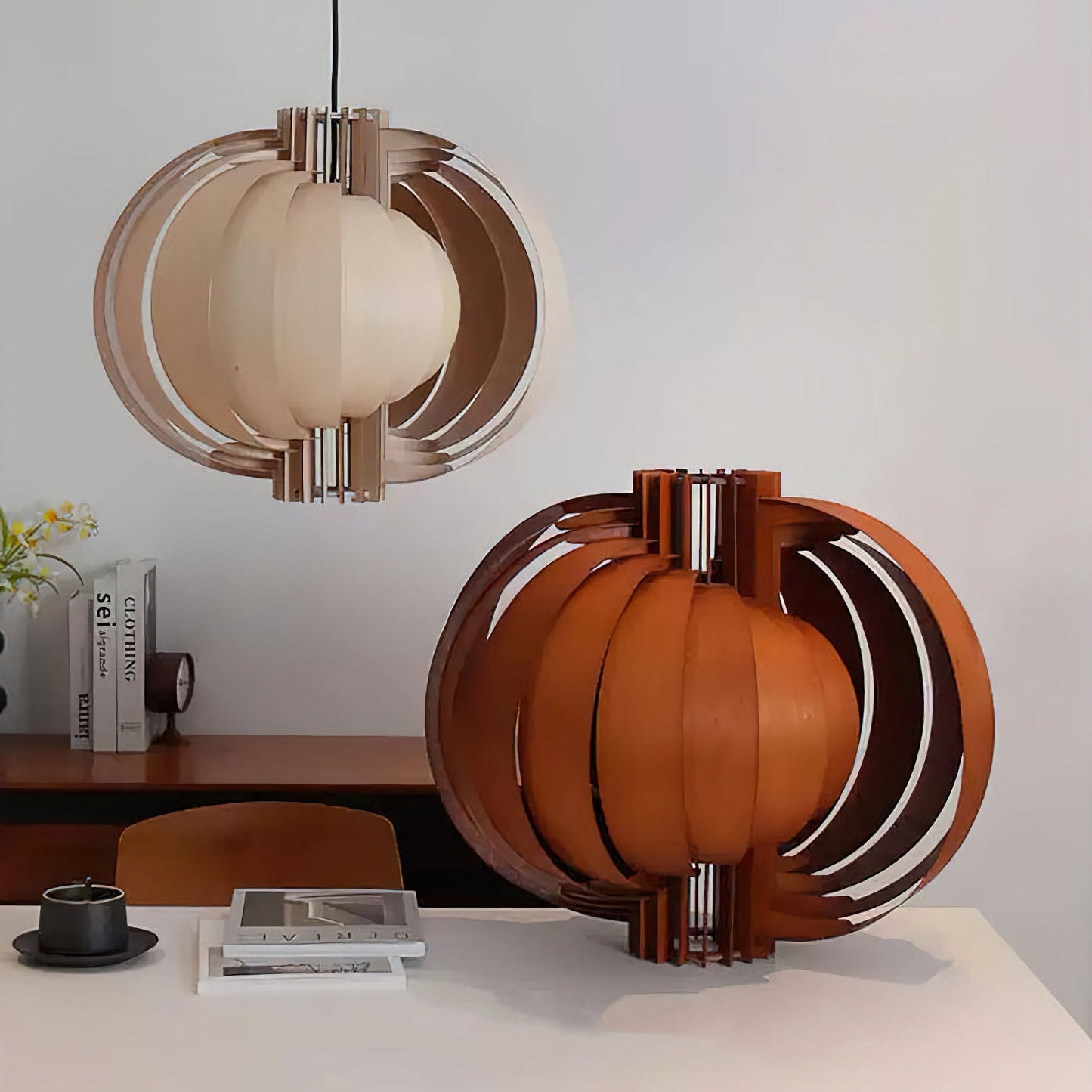 Wooden Lantern Pendant Lamp