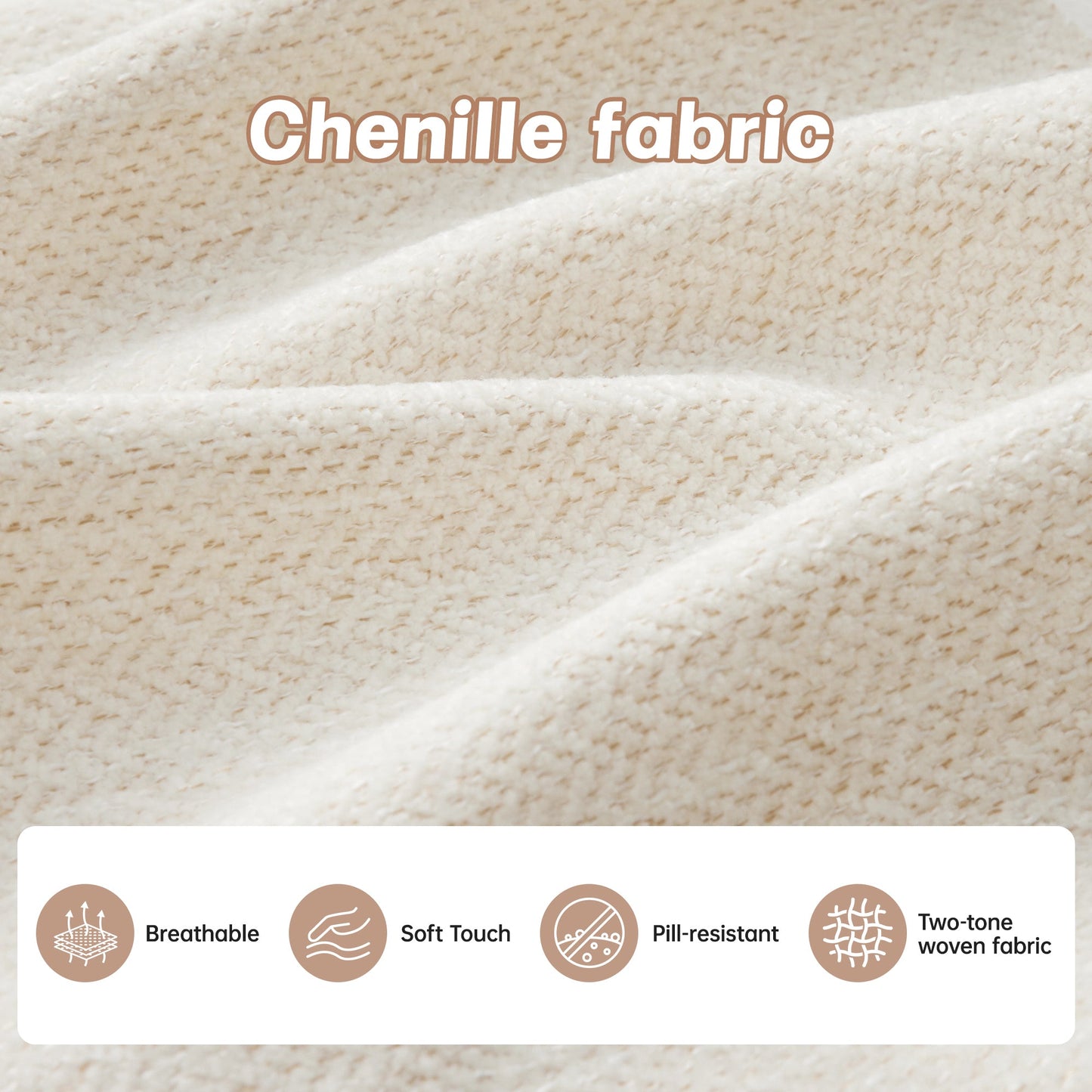 Sectional Sofa L-Shape Modular Chenille Beige Cloud Style with Ottoman