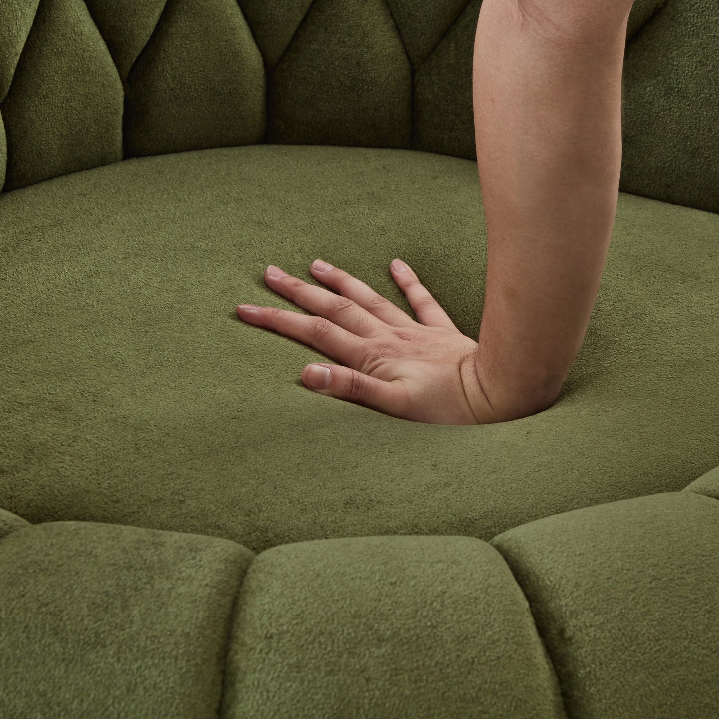 Swivel Accent Chair 360 Degree Chenille Green Oversized Round 45.9x42.7 In