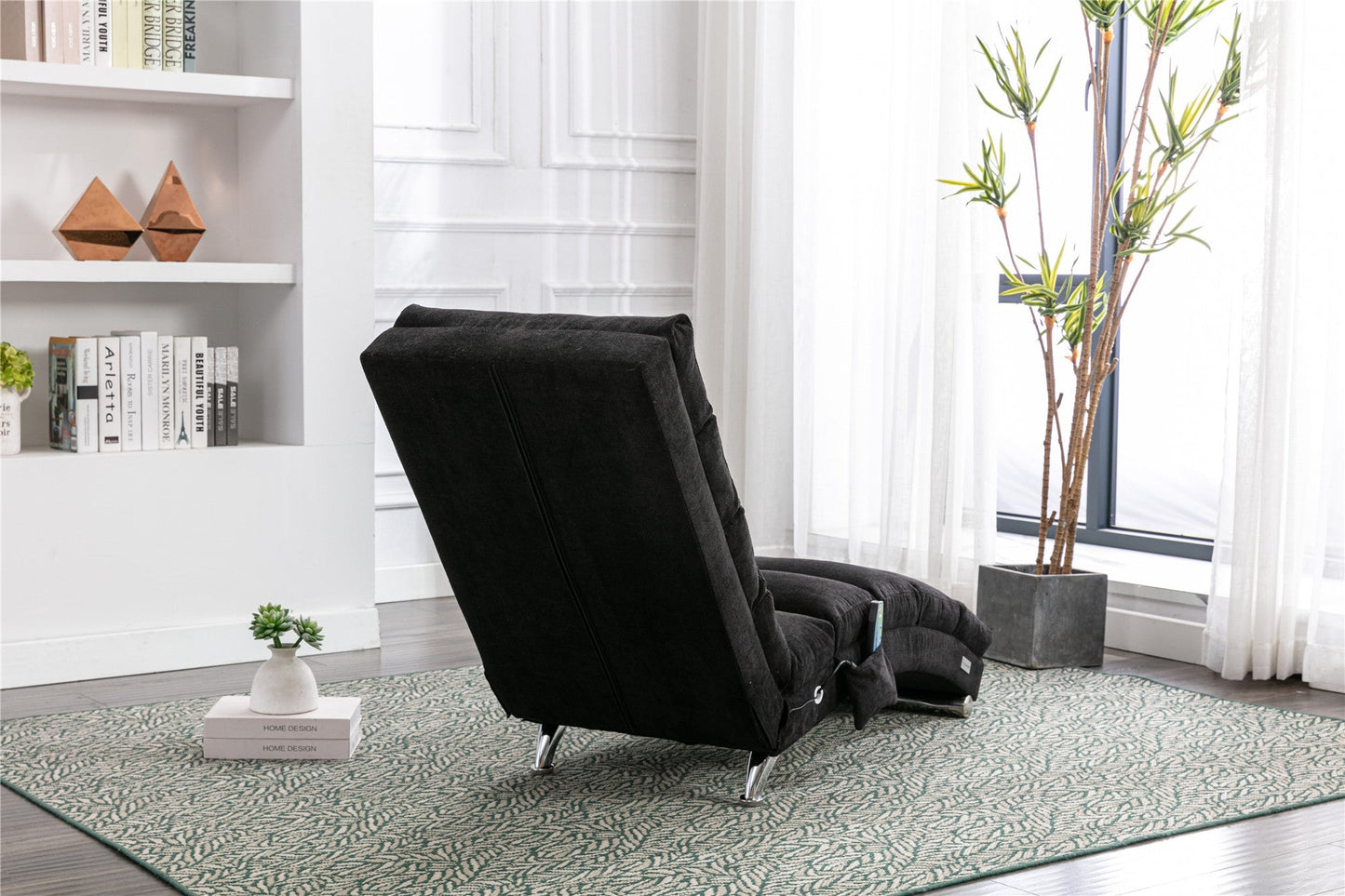 Luxury Upholstered Chaise Lounge, Vibration Relaxation, Fixed Back Recliner