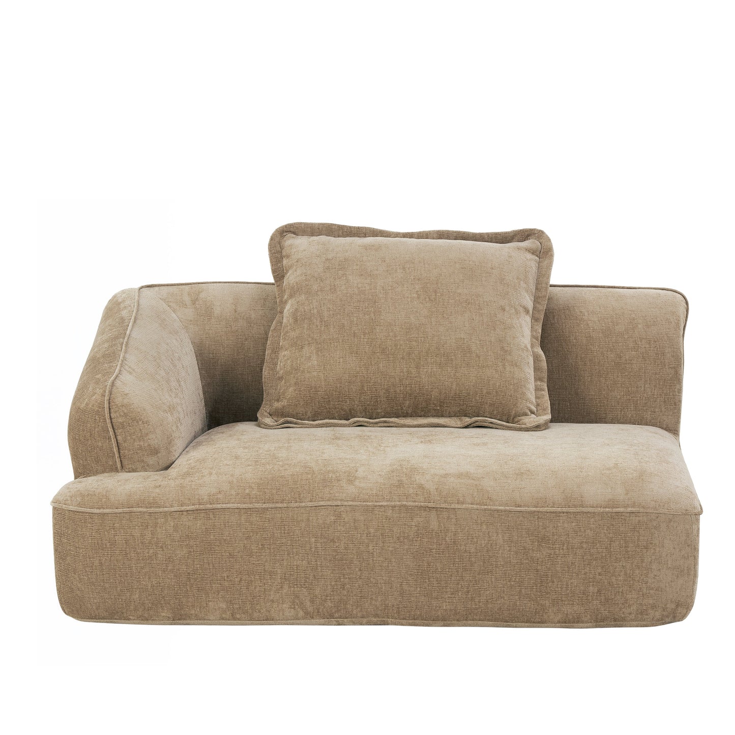 Sectional Sofa L-Shape Deep Seat Polyester Off-White 4 Seat 122 In