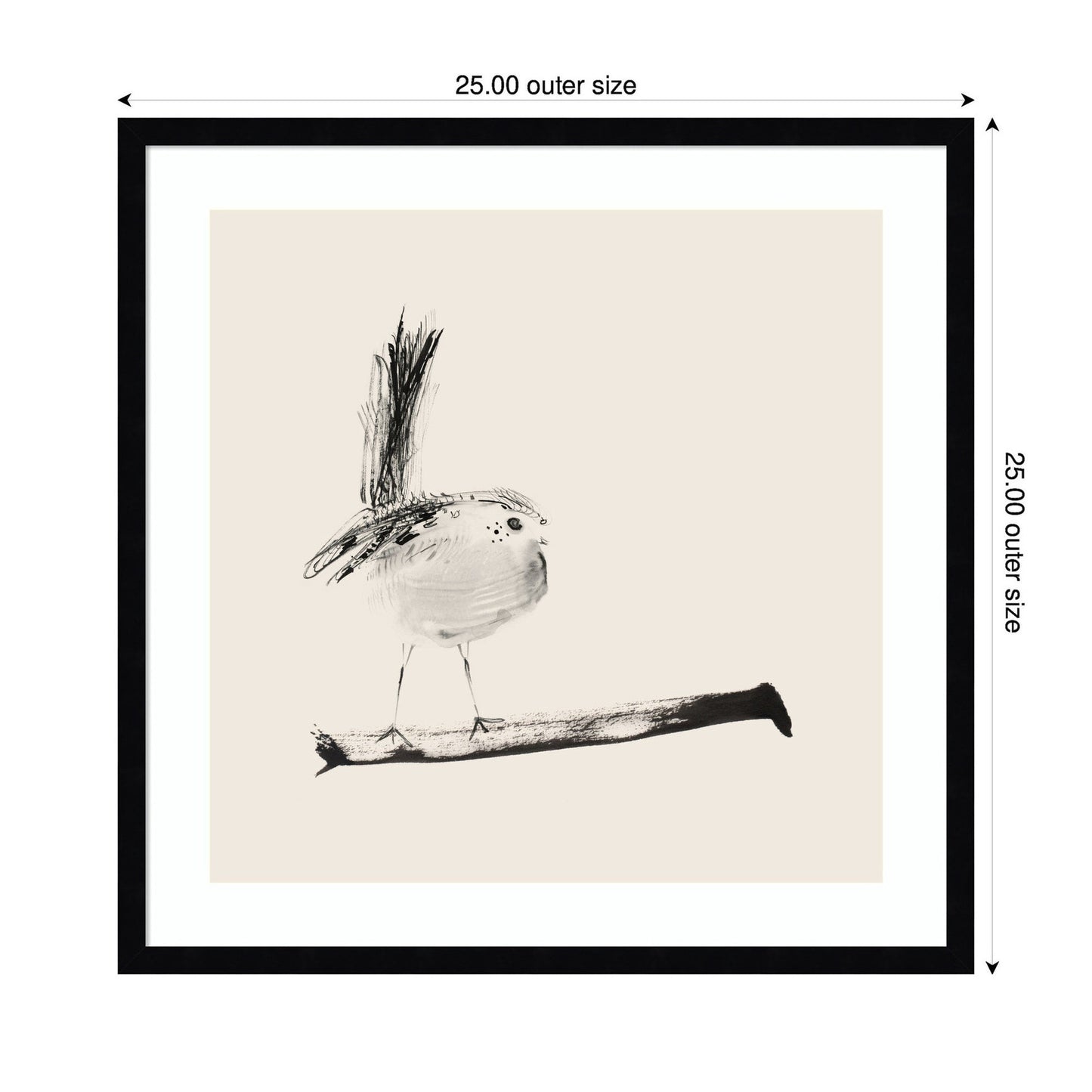 Sketched Bird On Branch by Danushka Abeygoda Framed Wall Art Print