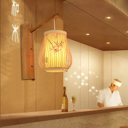 Woven Bamboo Chinese Bamboo Art Wall Lamp
