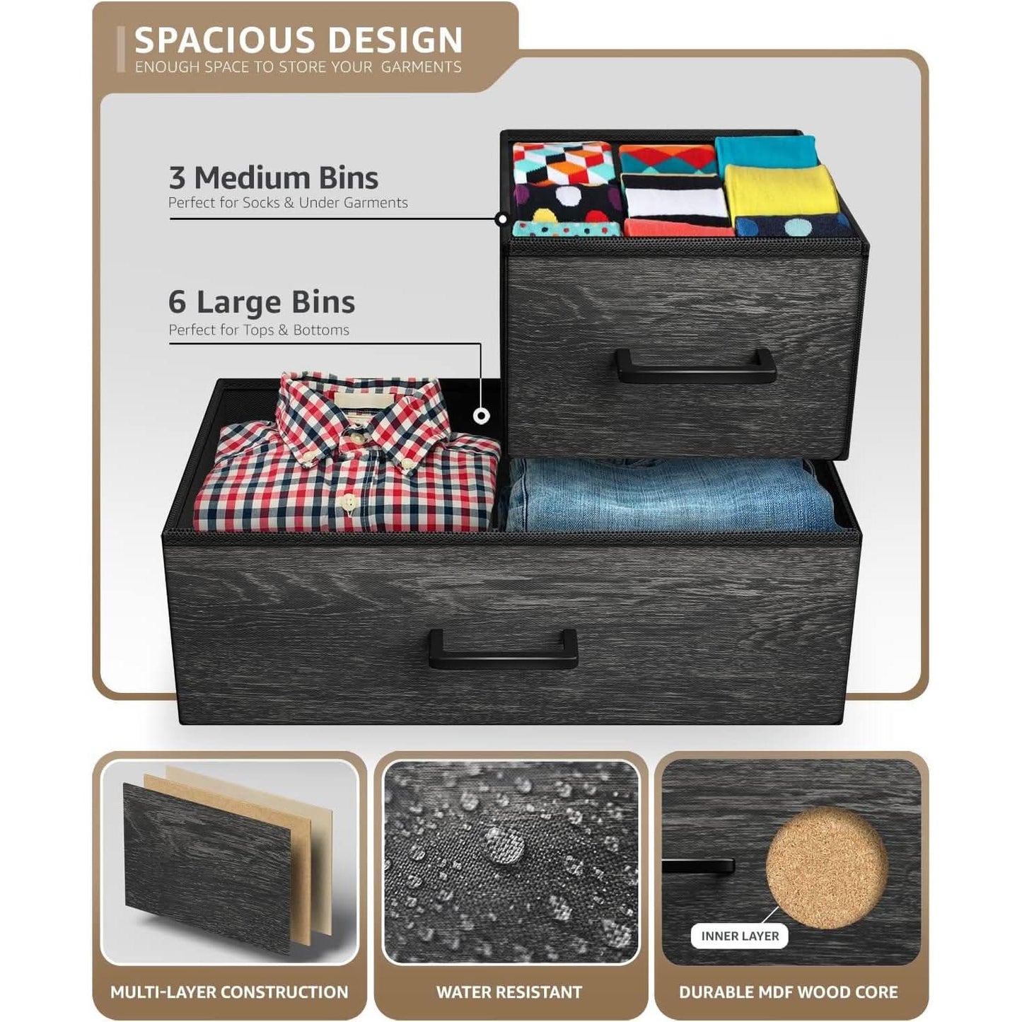 Faux Wood Dresser 9 Drawers For Bedroom Furniture Storage
