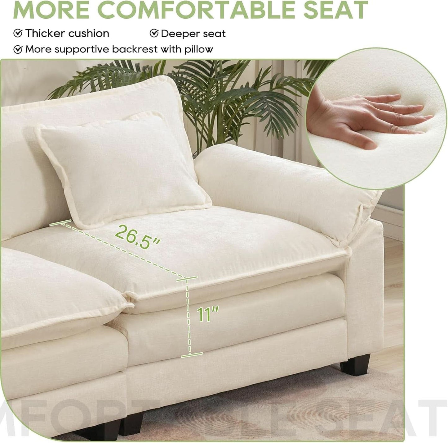 Comfy Cloud Couch Modular Sofa with Ottoman and Pillows