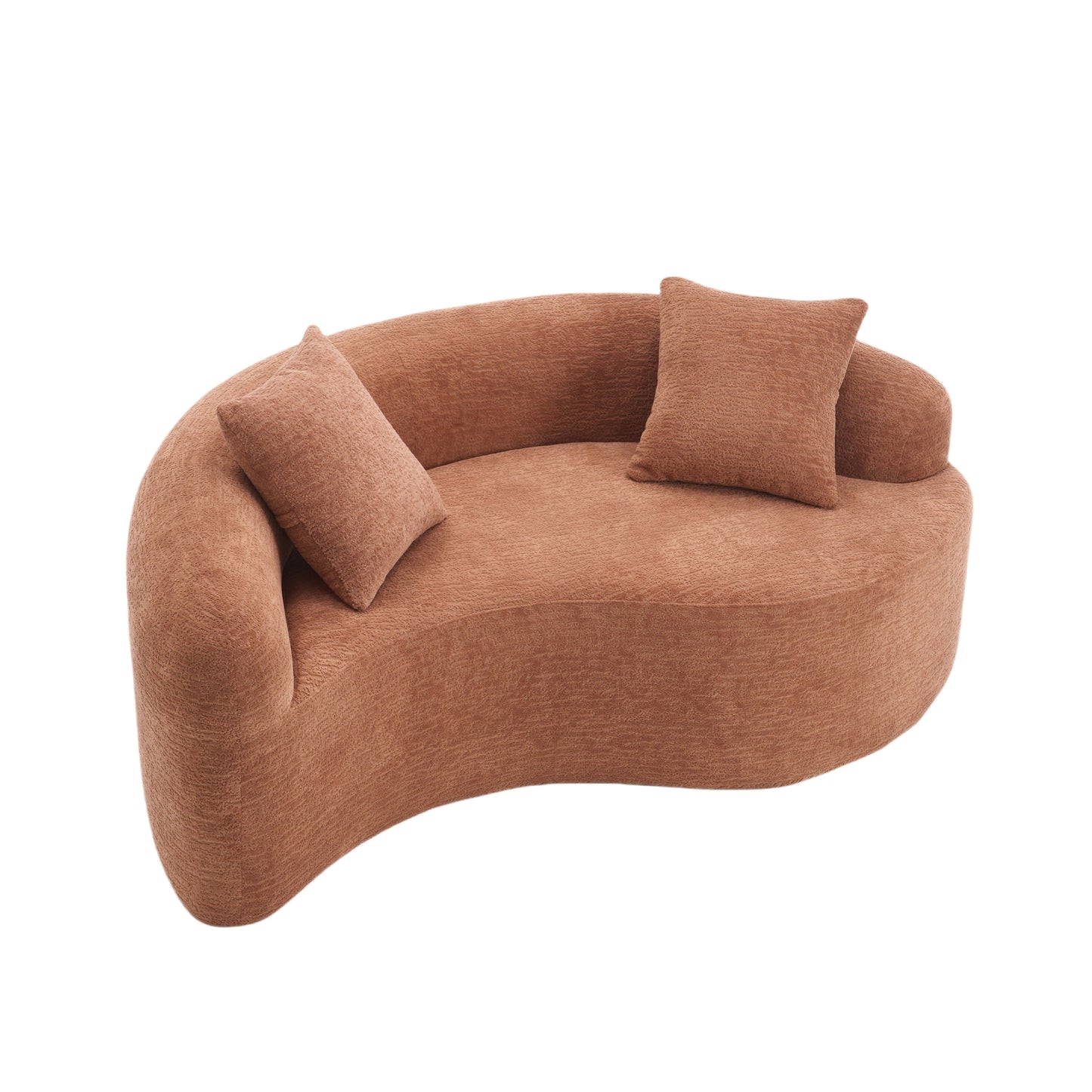 Loveseat S-Curve Chenille Coral 2 Seat Compact 66 In
